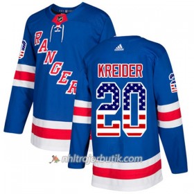 Män Ishockey New York Rangers Tröja Chris Kreider 20 Adidas 2017-2018 Blå USA Flag Fashion Authentic